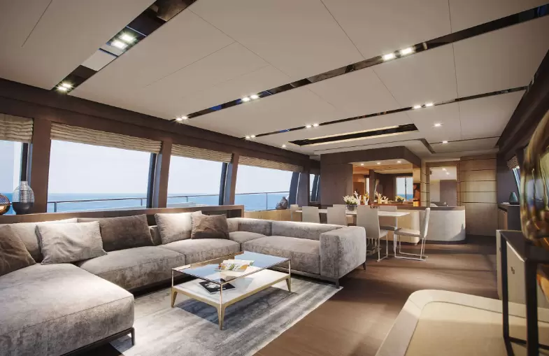 法拉帝（Ferretti）960飞桥游艇舱内沙龙区