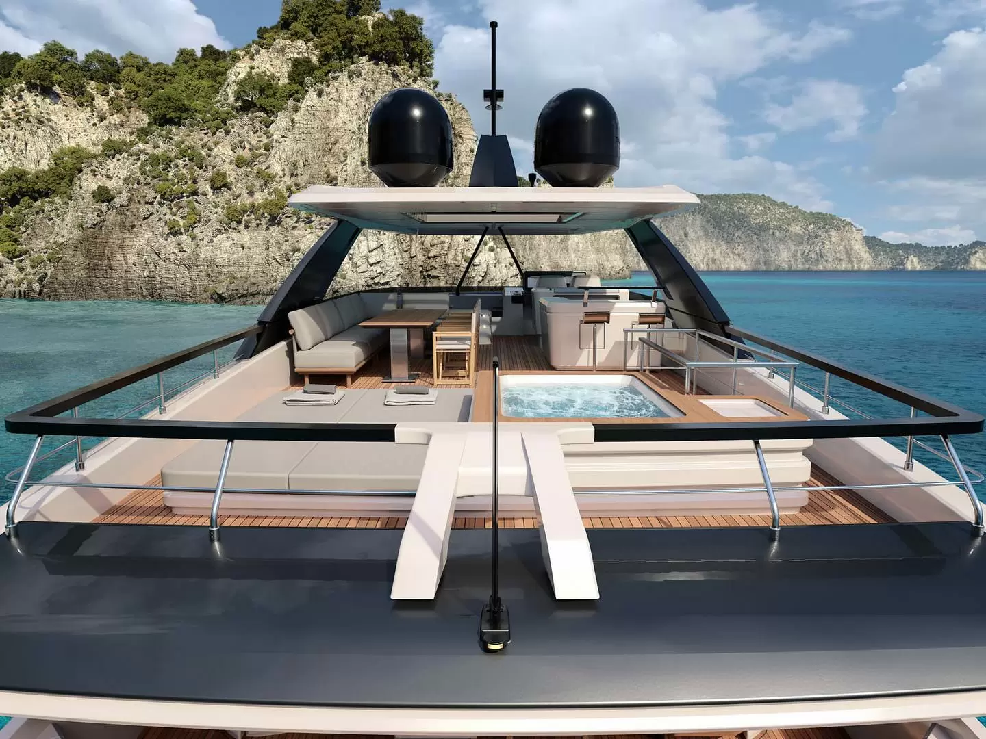 法拉帝（Ferretti）860豪华游艇飞桥甲板