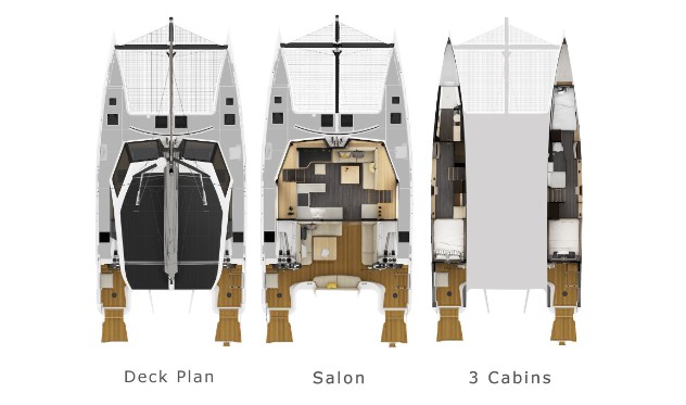 国产哈德森HH44豪华双体帆船设计图