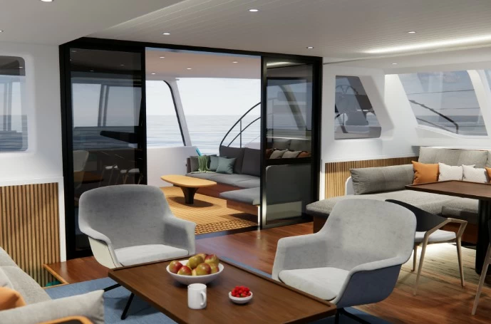 80英尺哈德森HH80豪华双体帆船休息区
