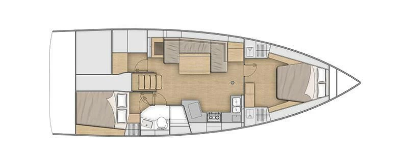 12.87米博纳多(Beneteau)遨享仕40.1帆船游艇布局图