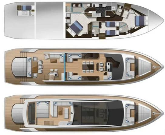 卡帝尔(Galeon)820Skydeck运动飞桥游艇布局图1