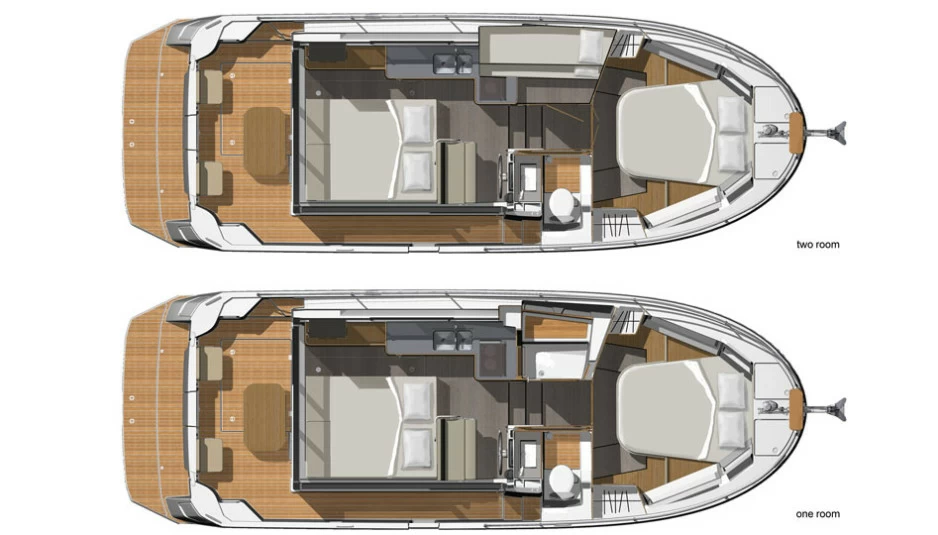 10米的博纳多(Beneteau)思乐30飞桥游艇布局图