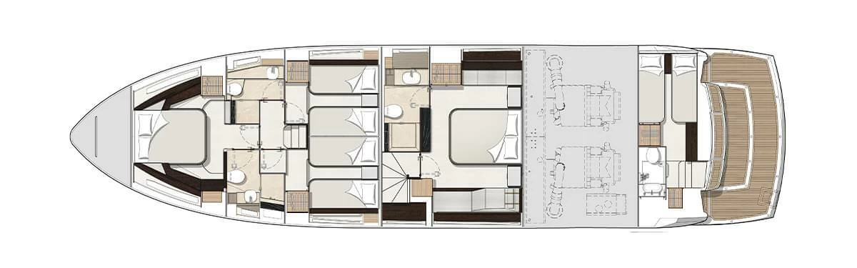21米圣汐克（Sunseeker）Manhattan68飞桥游艇设计图