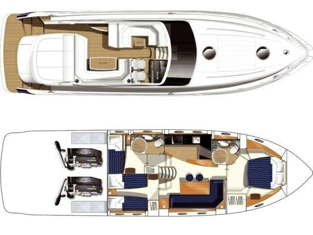 公主(Princess)V53中型运动游艇布局图