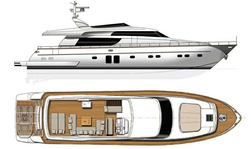圣劳伦佐(Sanlorenzo)SL72豪华飞桥游艇布局图