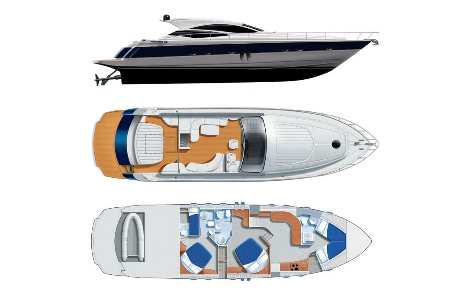 博星(Pershing)62豪华运动游艇布局图