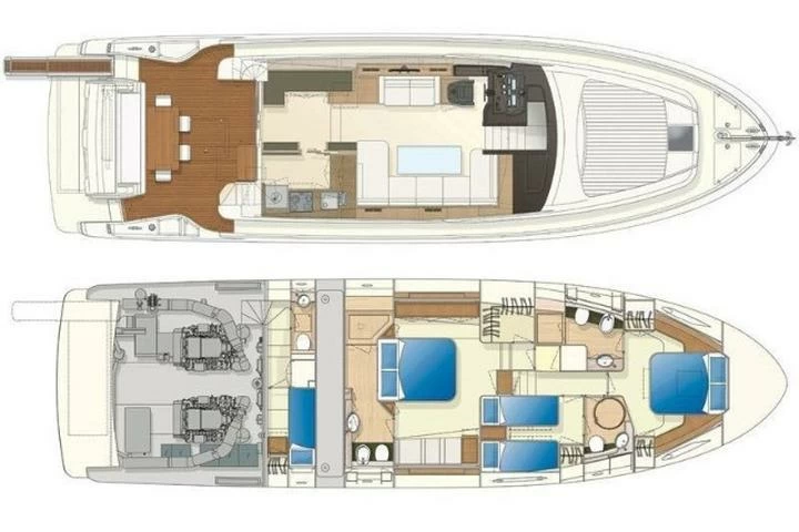 法拉帝(Ferretti)620飞桥游艇布局图