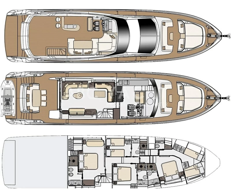 阿兹慕(Azimut)78豪华飞桥游艇布局图