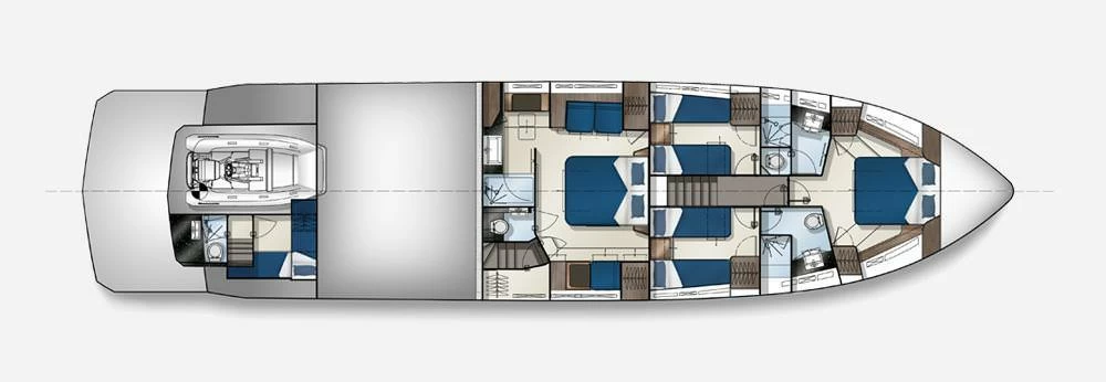 卡帝尔(Galeon)700Skydeck豪华游艇布局图2