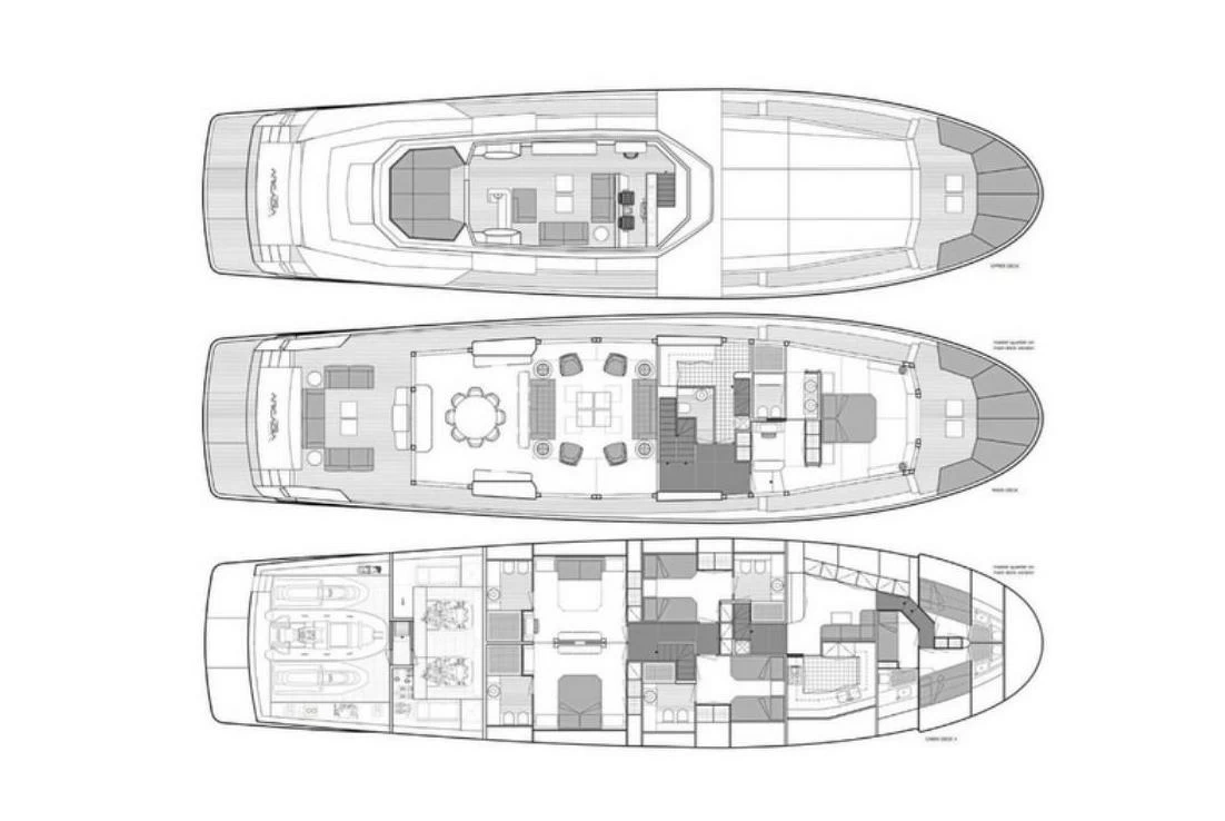 31米阿卡迪亚(Arcadia)100大型飞桥游艇布局图