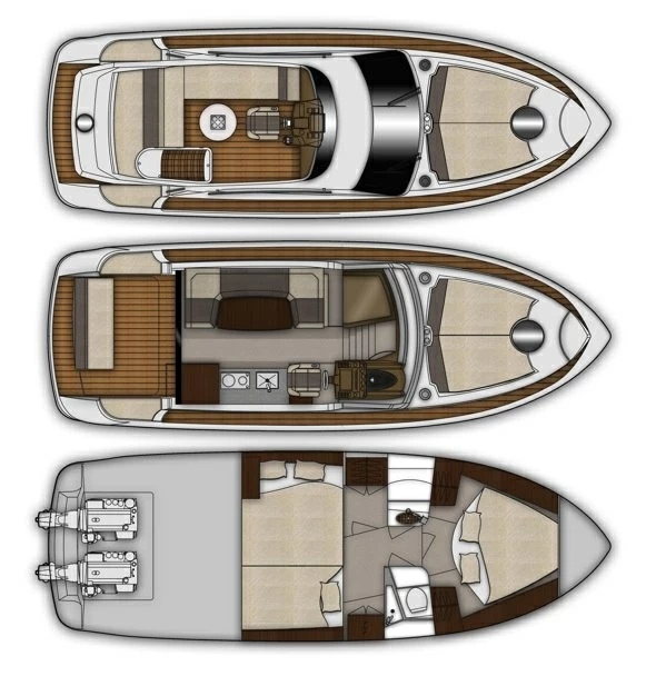 卡帝尔(Galeon)340飞桥游艇布局图