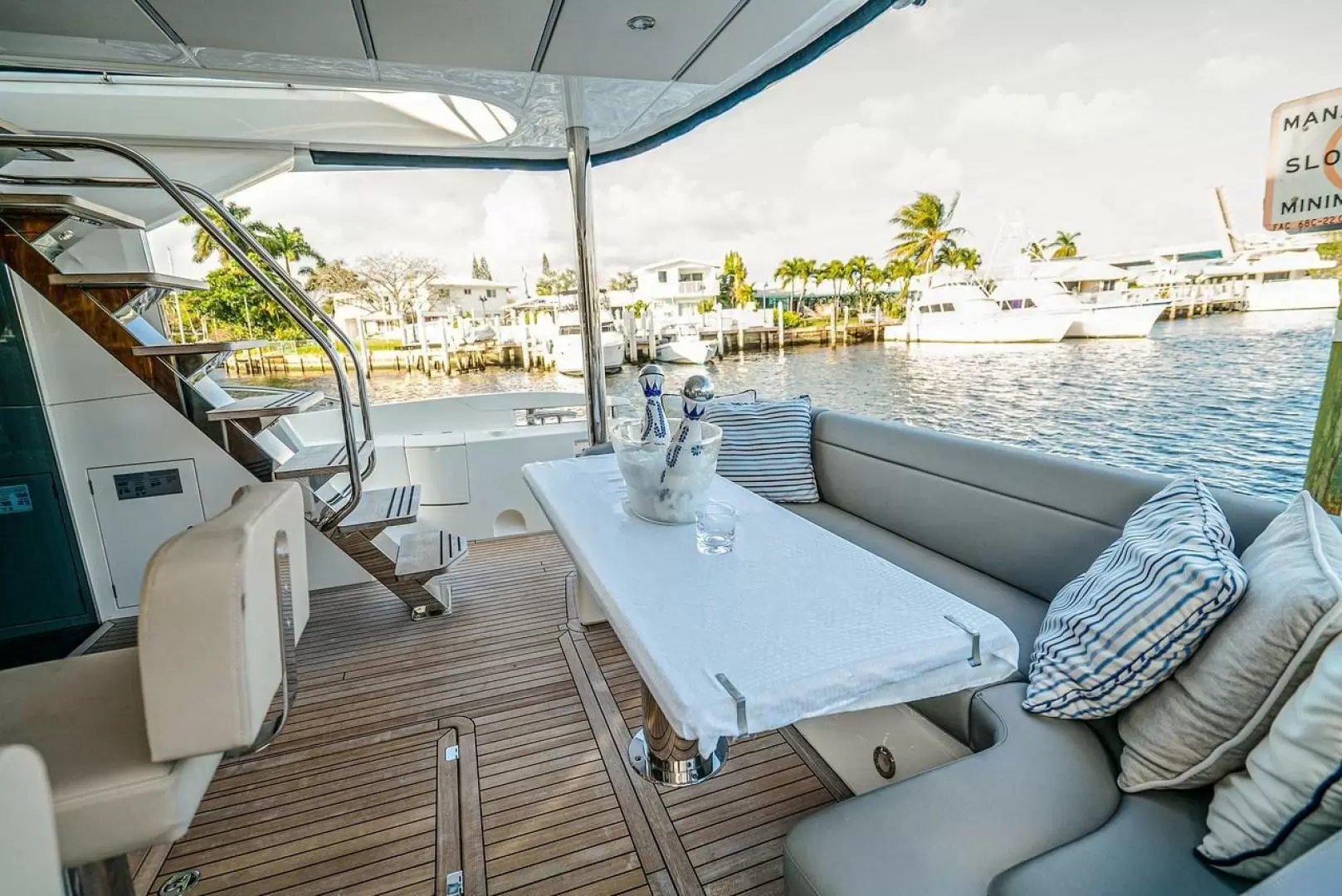 圣汐克(Sunseeker)Manhattan66二手飞桥游艇船尾休闲区