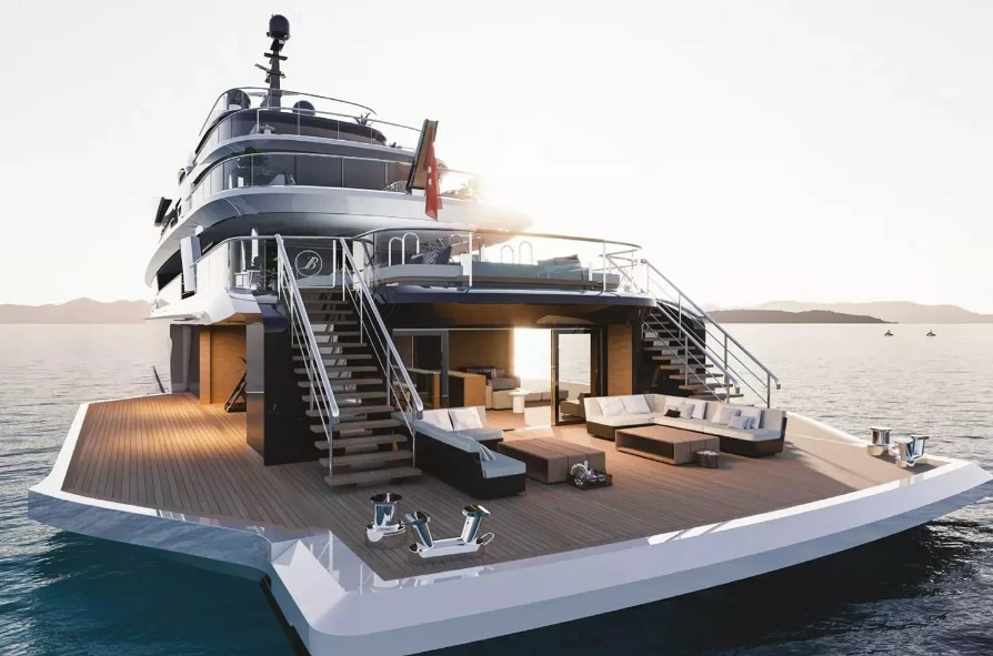 贝尼蒂（Benetti）B.Century 75M旗舰探险游艇船尾布局